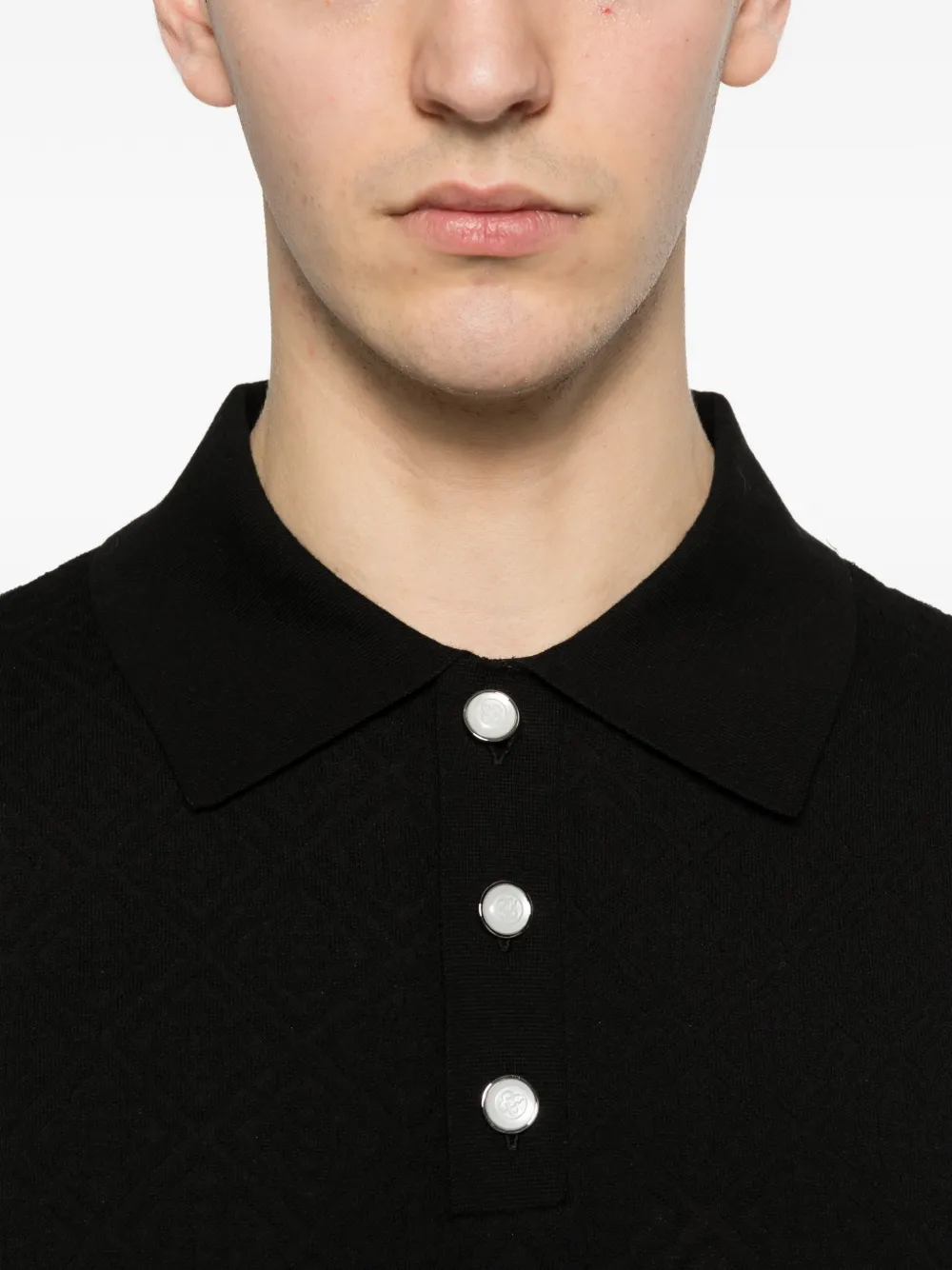 Casablanca Pointelle poloshirt met monogram Zwart