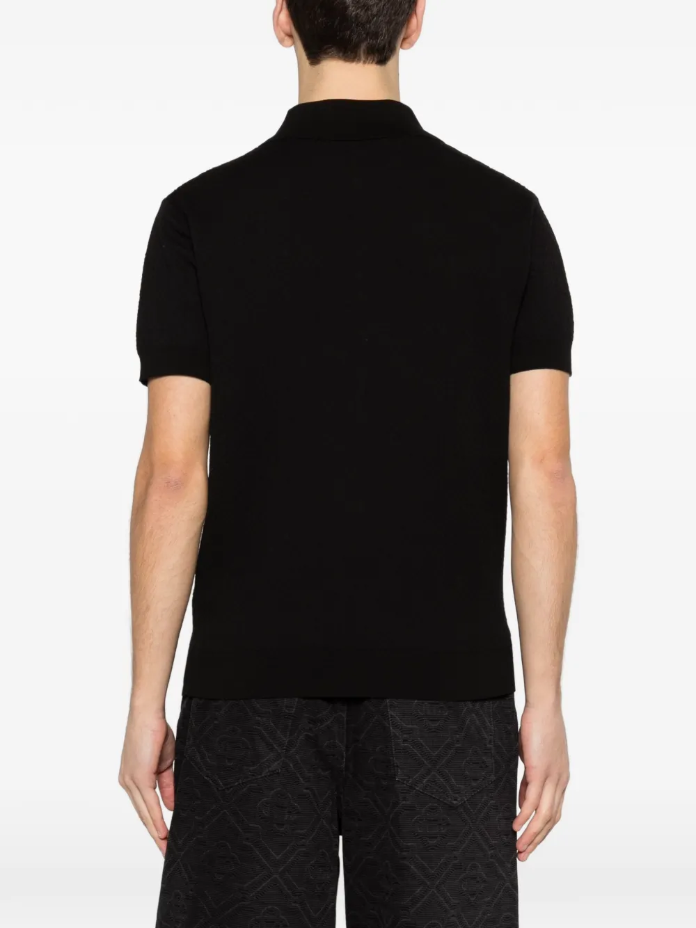 Casablanca Pointelle poloshirt met monogram Zwart