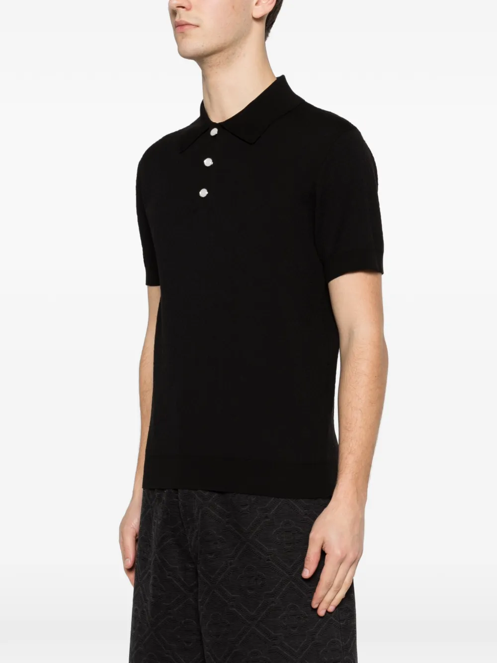 Casablanca Pointelle poloshirt met monogram Zwart