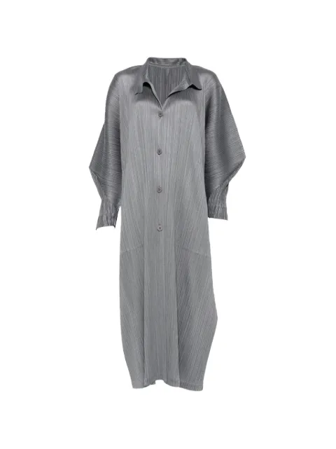 Pleats Please Issey Miyake Skyline buttoned pleated coat