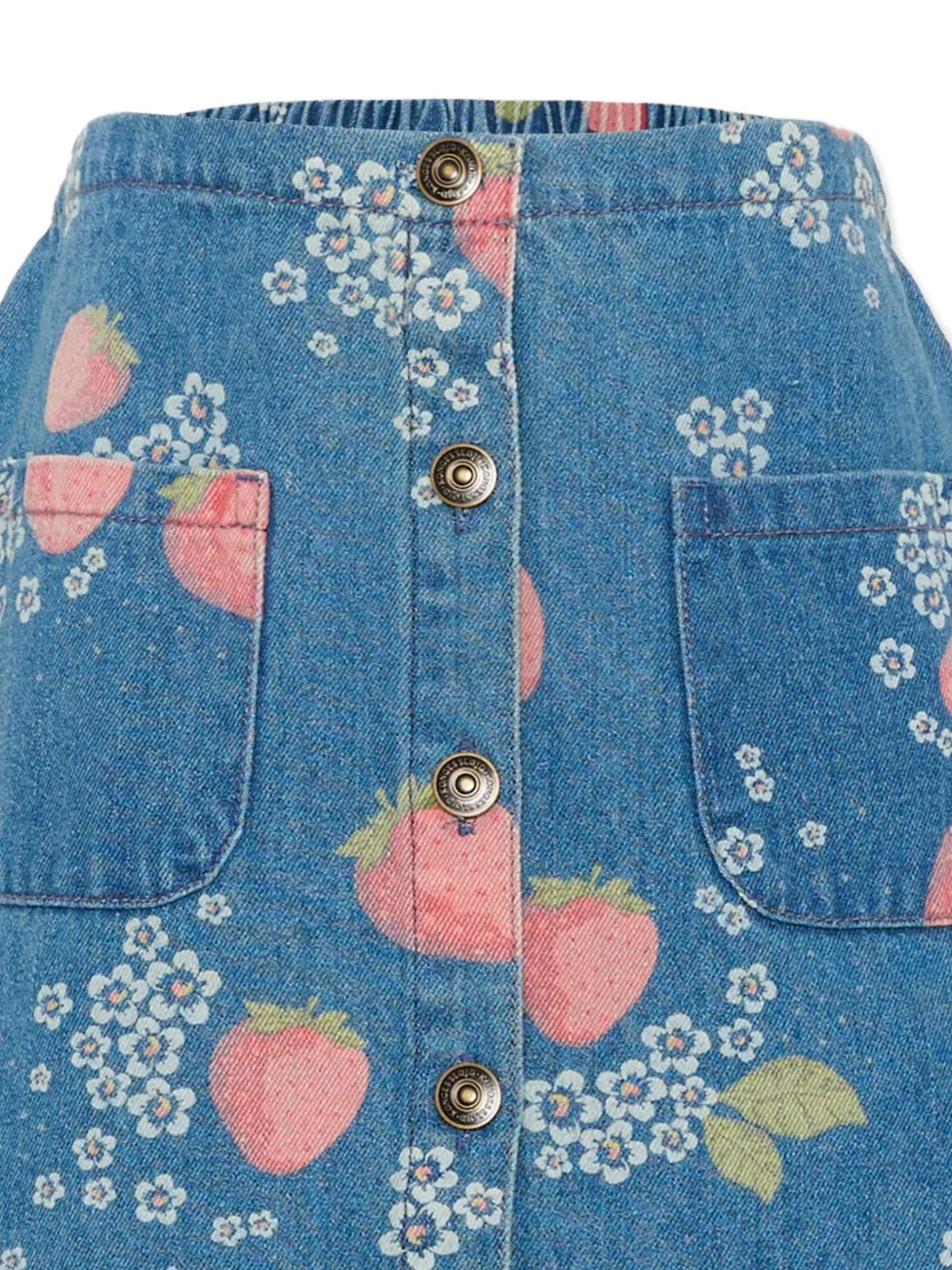 Konges Sløjd Rok met aardbeienprint en zak Blauw