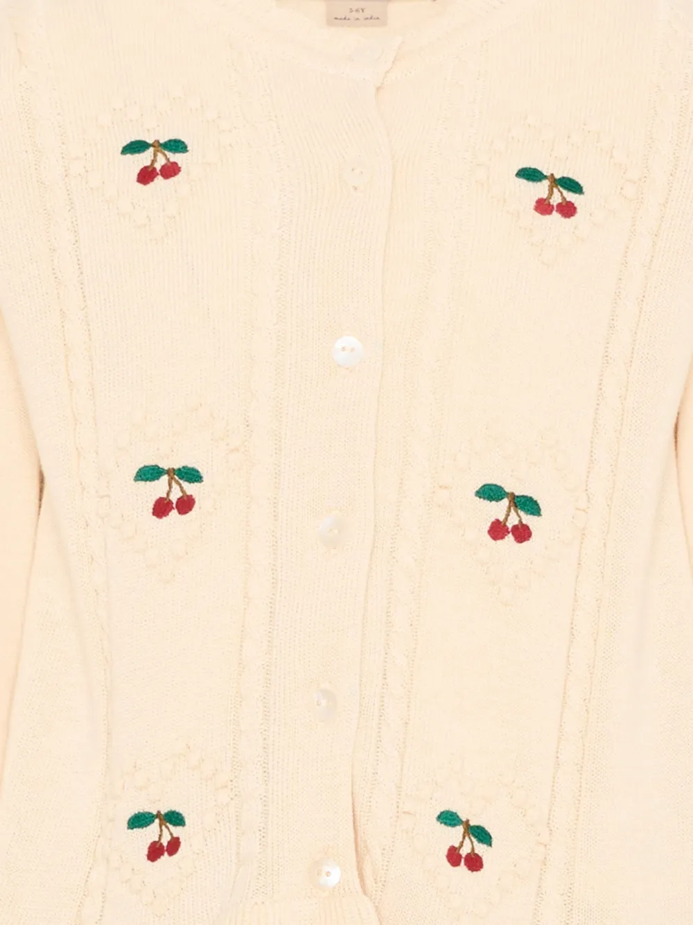 Konges Sløjd Kabelgebreid vest met kersenprint Beige