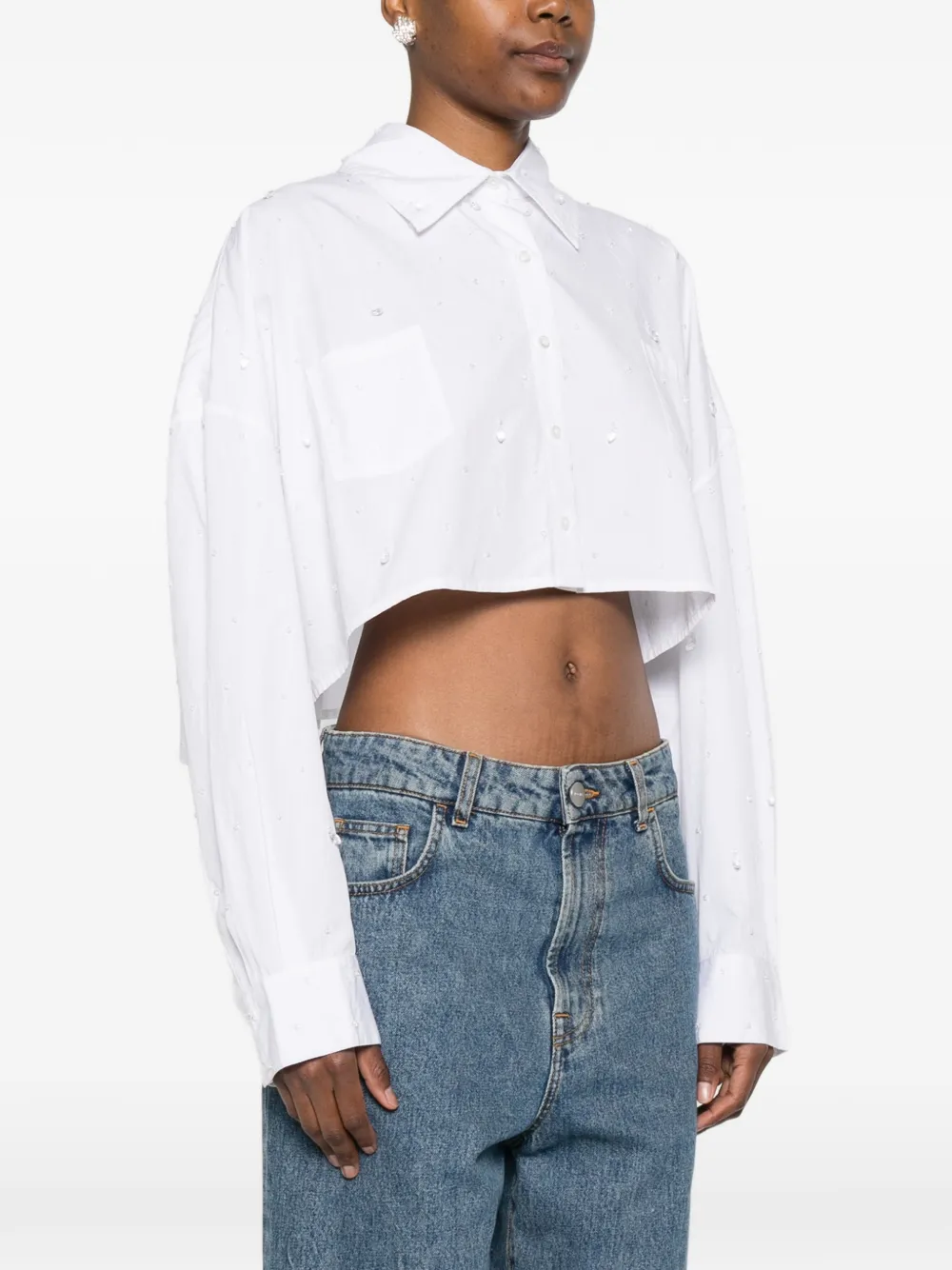  Giuseppe Di Morabito Bead-embellished Cropped Shirt - White 