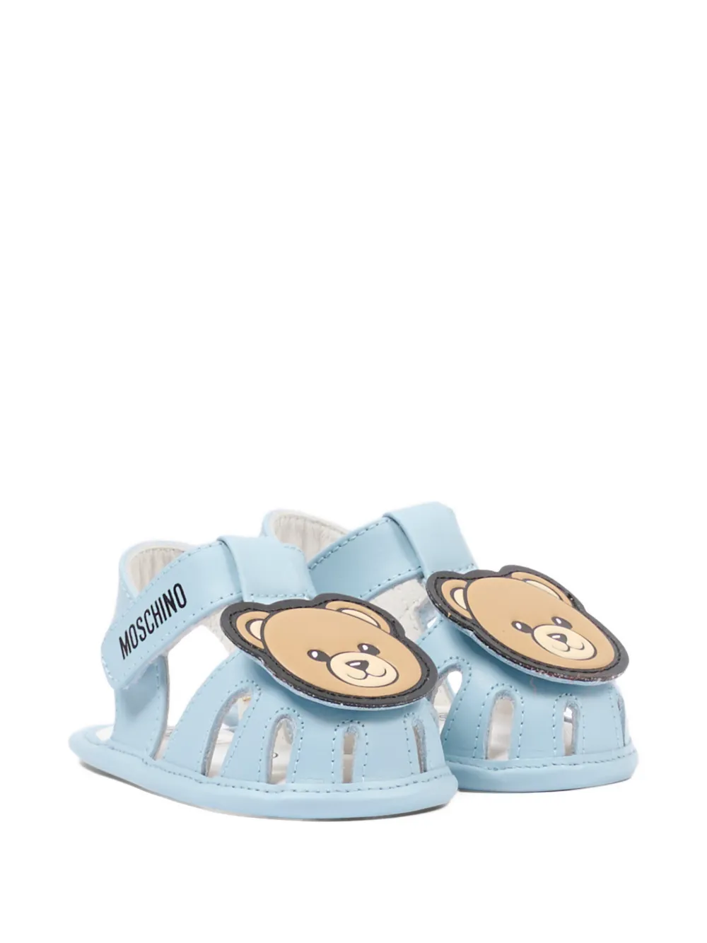 Moschino Kids Bear-appliqué pre-walkers Blauw