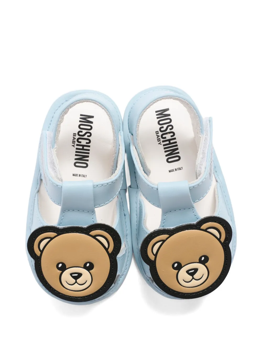 Moschino Kids Bear-appliqué pre-walkers Blauw