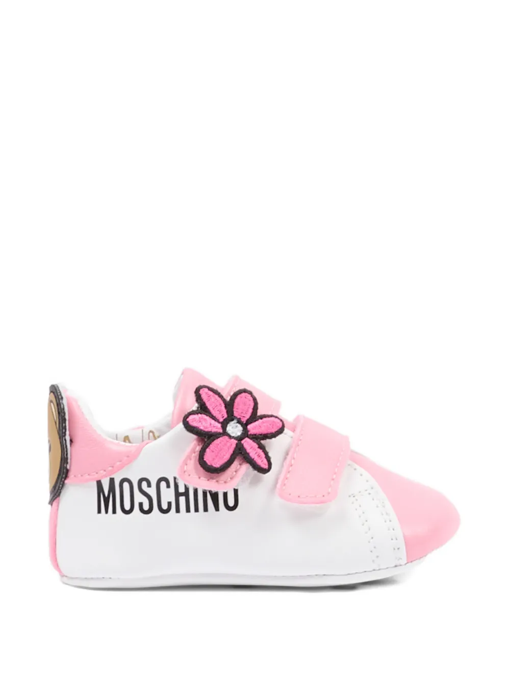 Moschino Kids flower-appliqué pre-walkers Wit