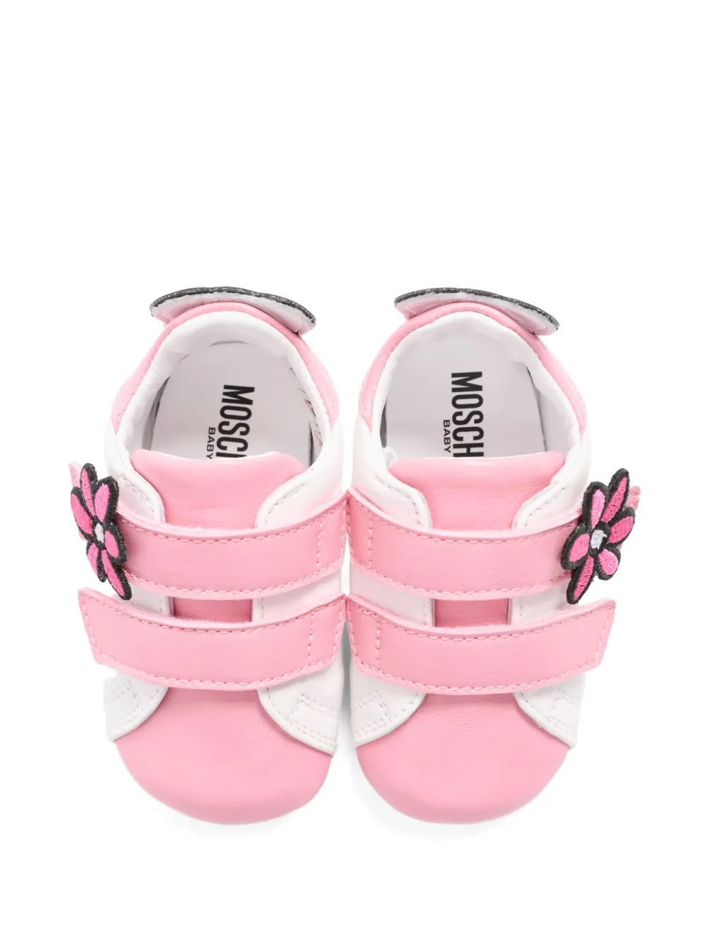 Moschino Kids flower-appliqué pre-walkers Wit
