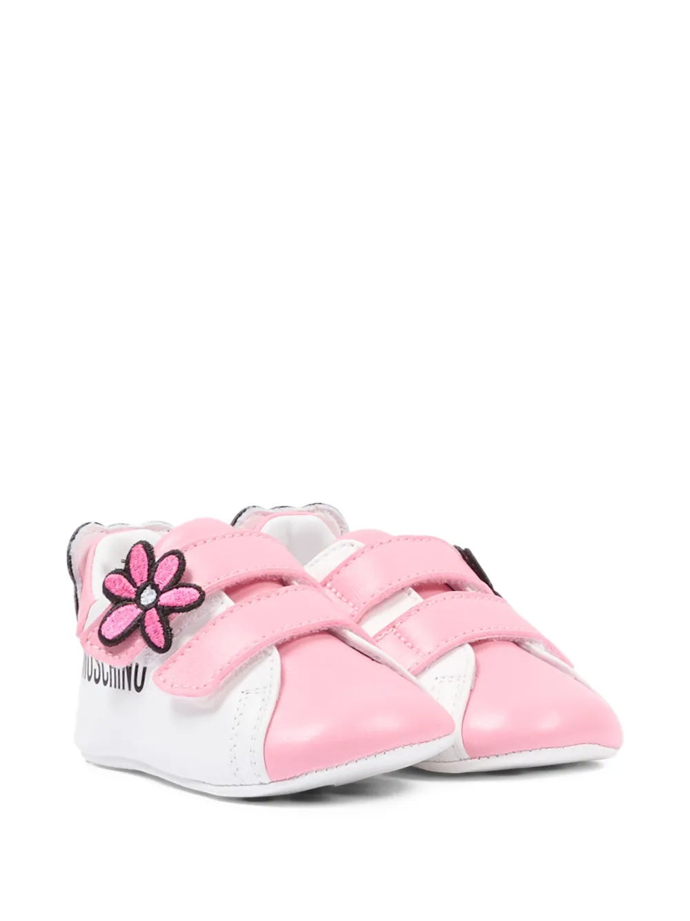 Moschino Kids flower-appliqué pre-walkers Wit