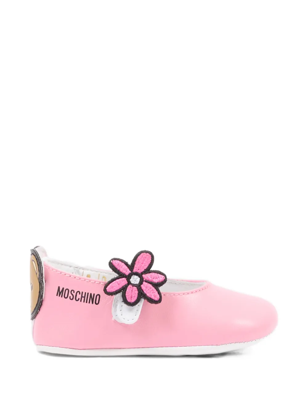 Moschino Kids flower-appliqué pre-walkers Roze