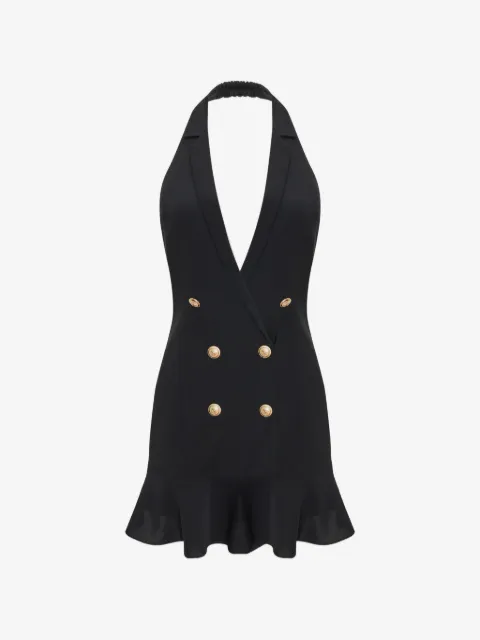 OCCLEUS Noir double-breasted ruffled dress
