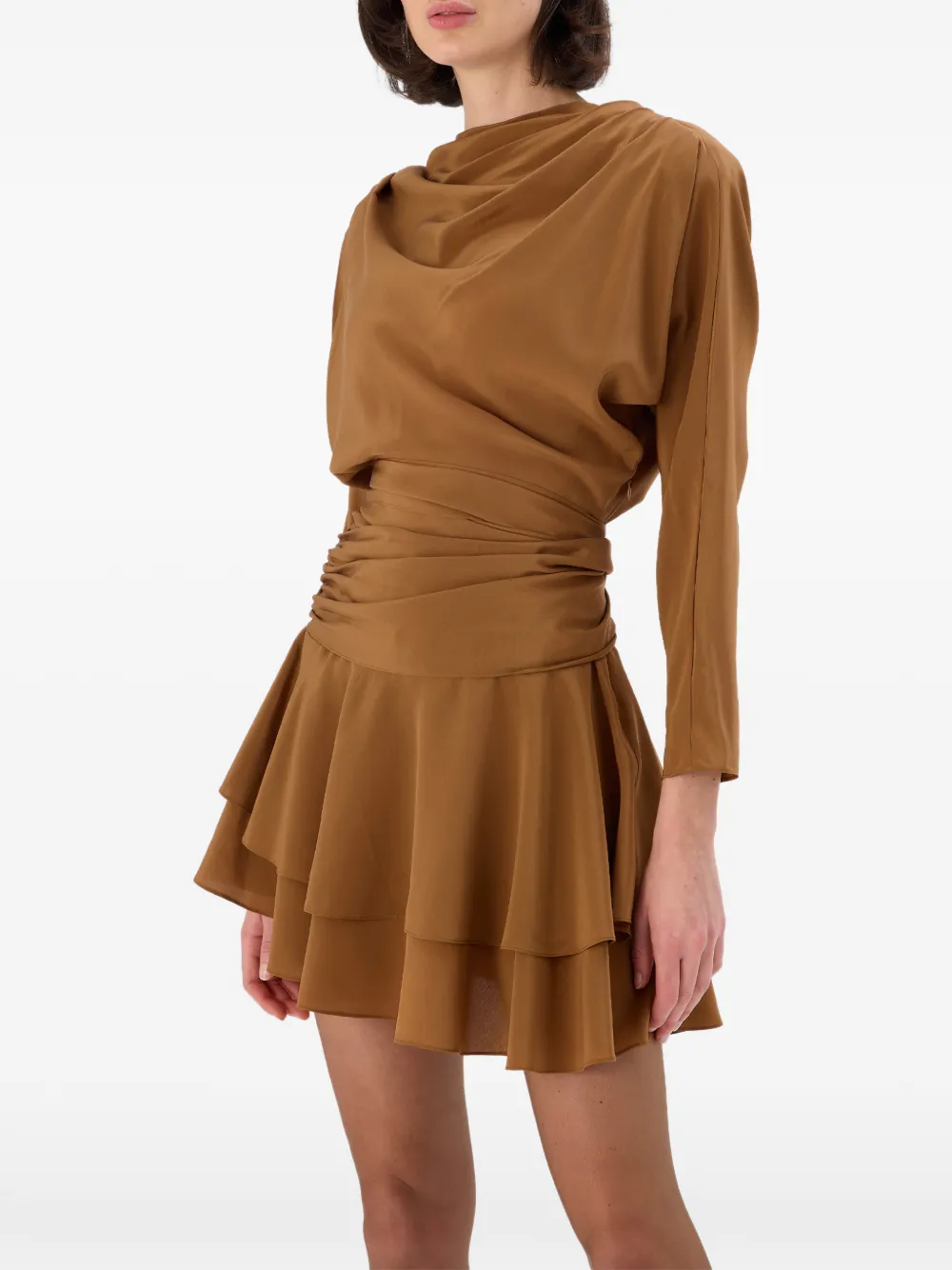 OCCLEUS Janis gedrapeerde mini-jurk Bruin