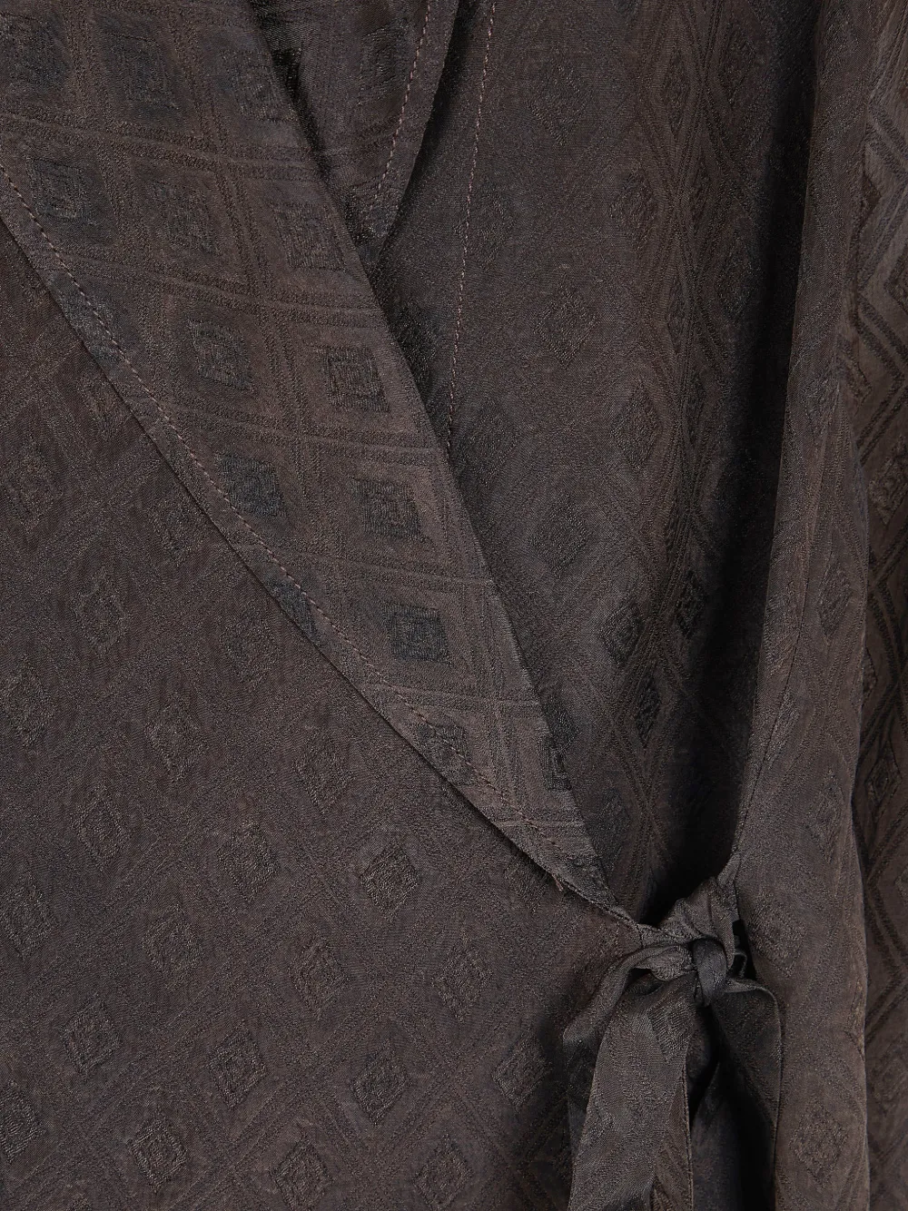  Uma Wang Printed Wrap Jacket - Brown 