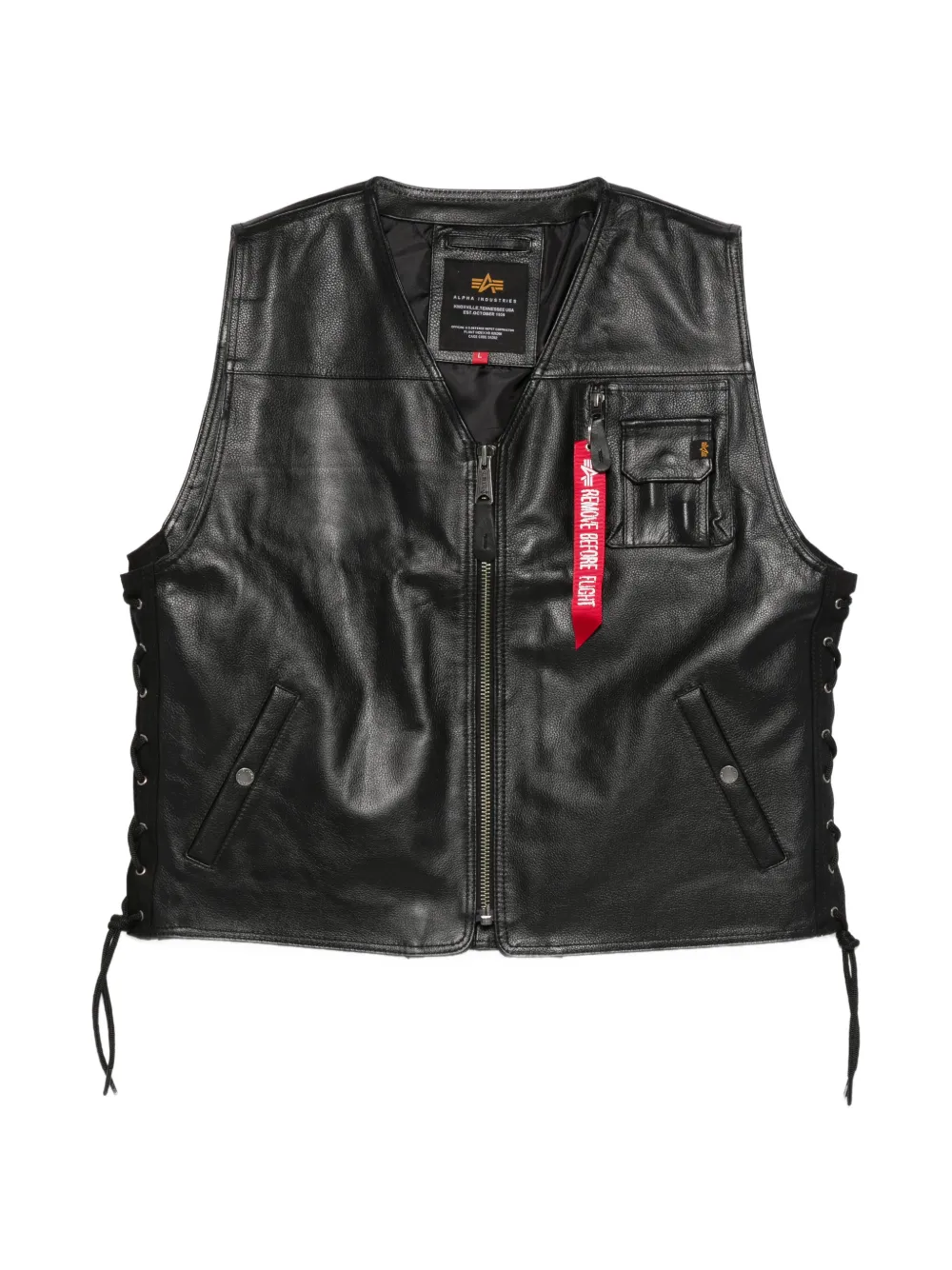 Alpha Industries Gilet X-Force in pelle - Nero