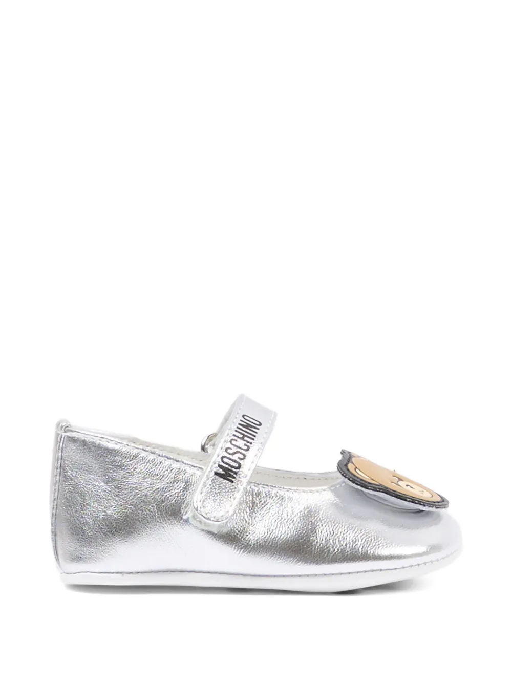 Moschino Kids Teddy-strap ballerinas - Argento