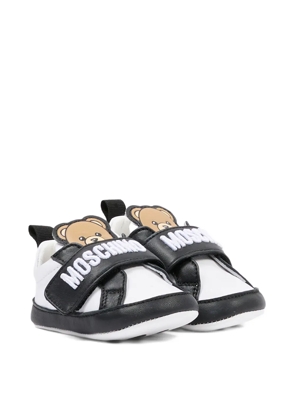 Moschino Kids Teddy-appliqué pre-walkers Wit