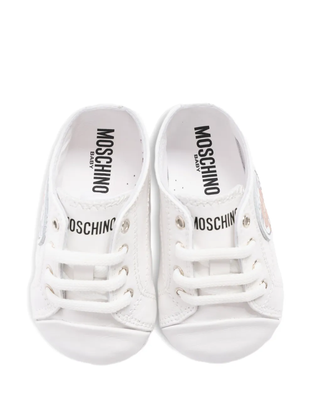 Moschino Kids logo-appliqué pre-walkers Wit