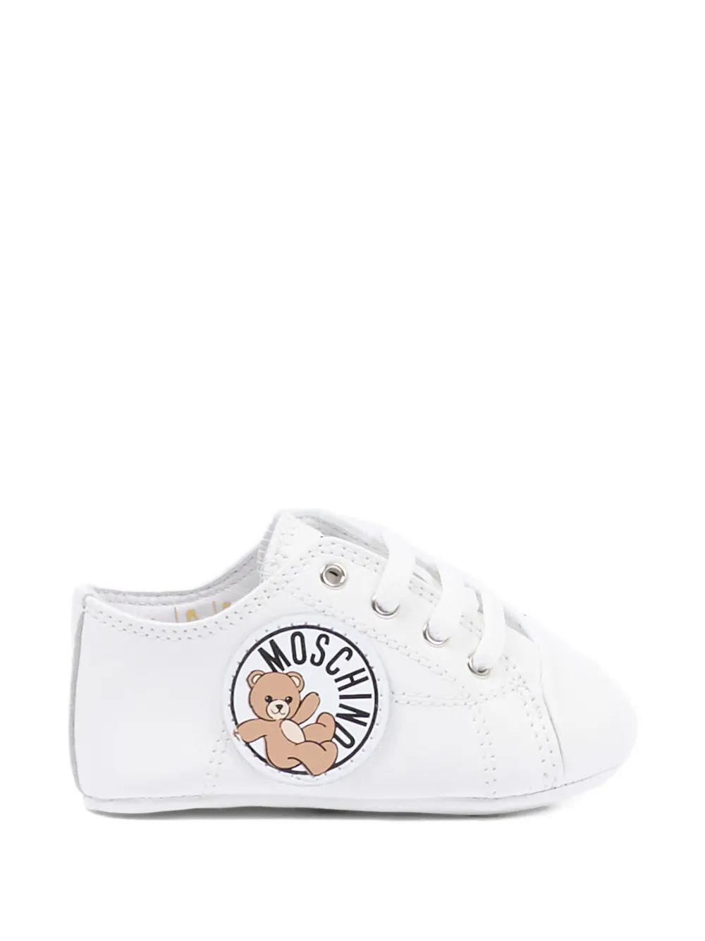Moschino Kids logo-appliqué pre-walkers Wit