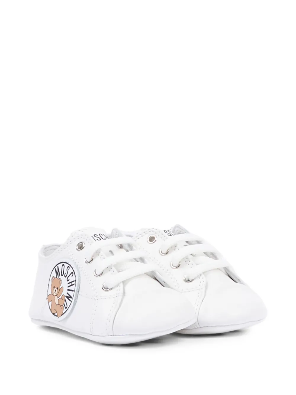 Moschino Kids logo-appliqué pre-walkers Wit