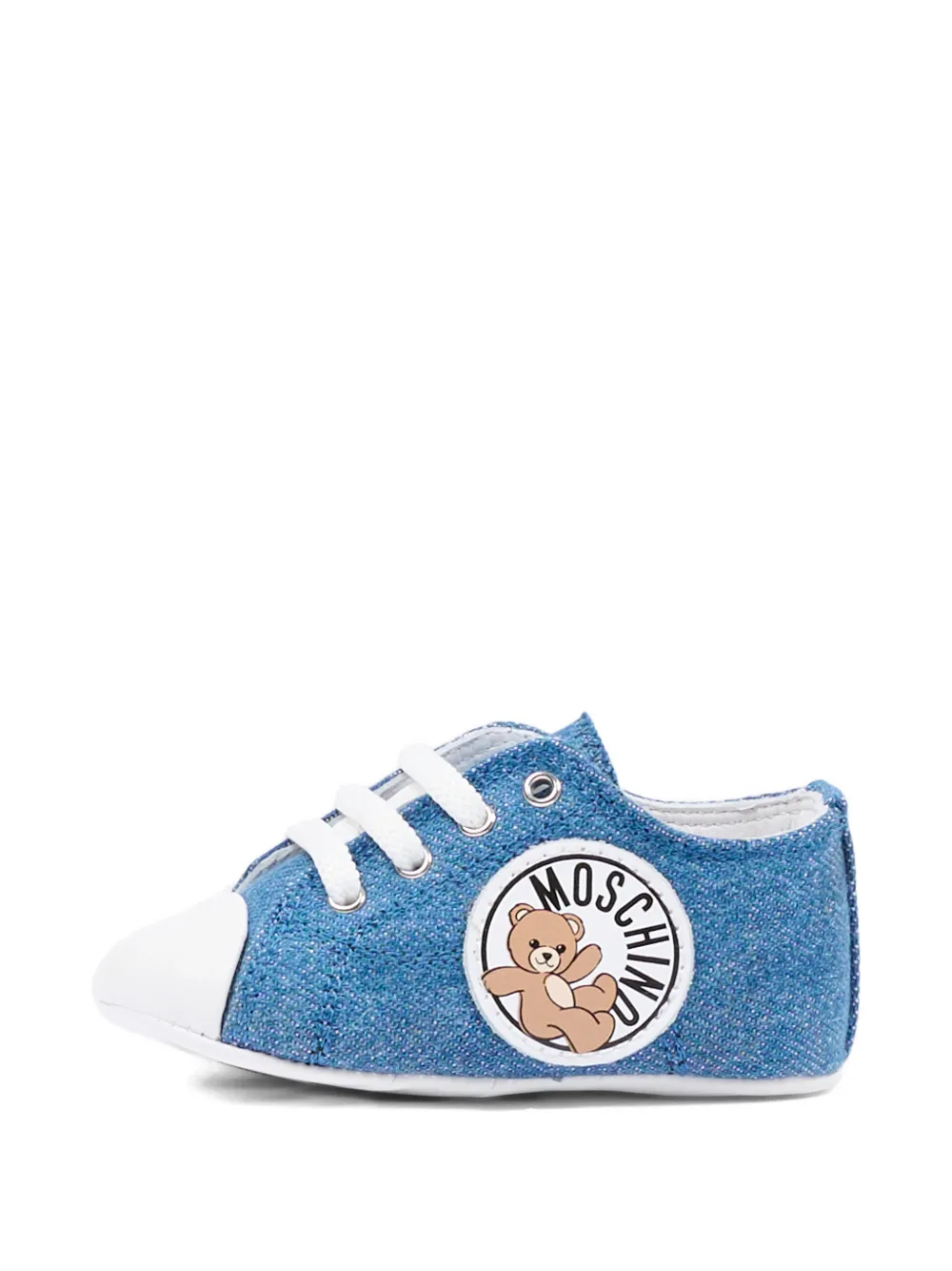 Moschino Kids logo-appliqué pre-walkers Blauw