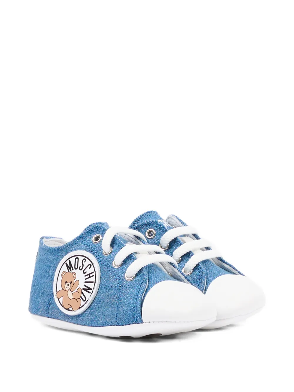 Moschino Kids logo-appliqué pre-walkers Blauw