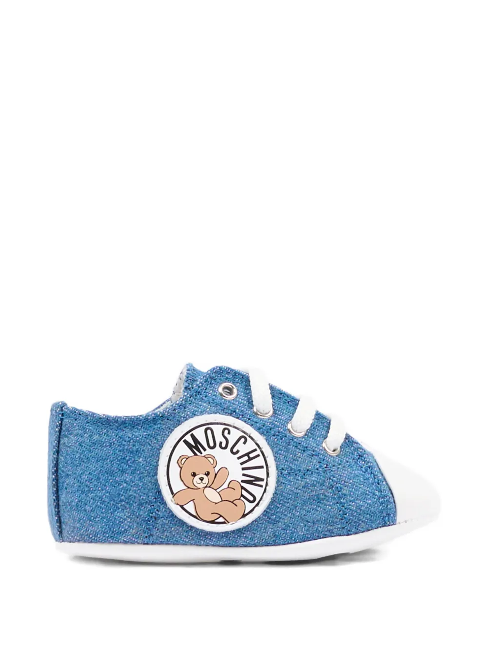 Moschino Kids logo-appliqué pre-walkers Blauw