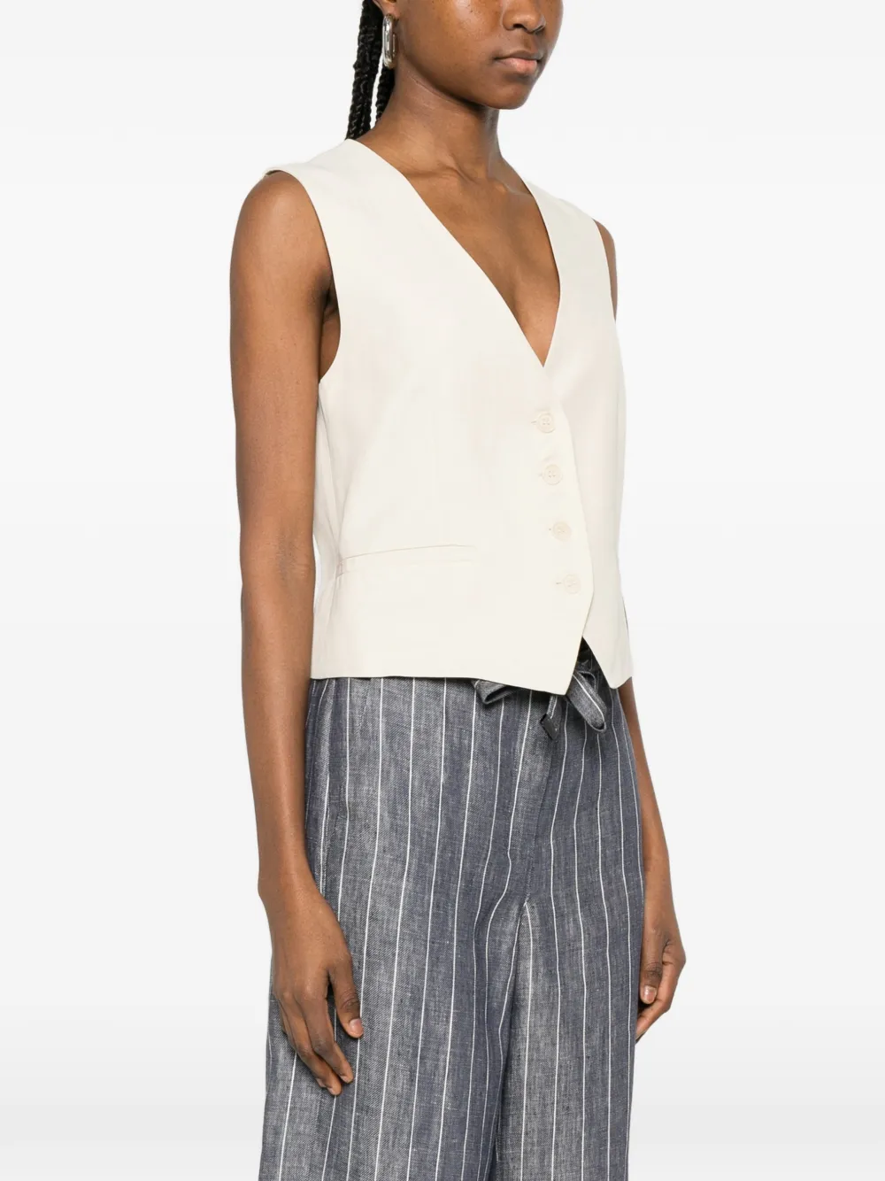  P.a.r.o.s.h. V-neck Button Vest - Neutrals 