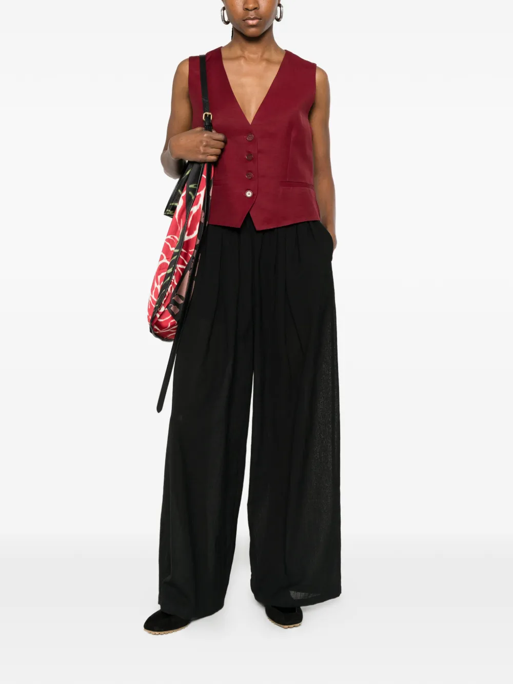  P.a.r.o.s.h. Button V-neck Gilet - Red 