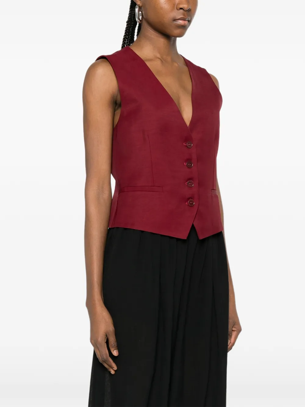  P.a.r.o.s.h. Button V-neck Gilet - Red 