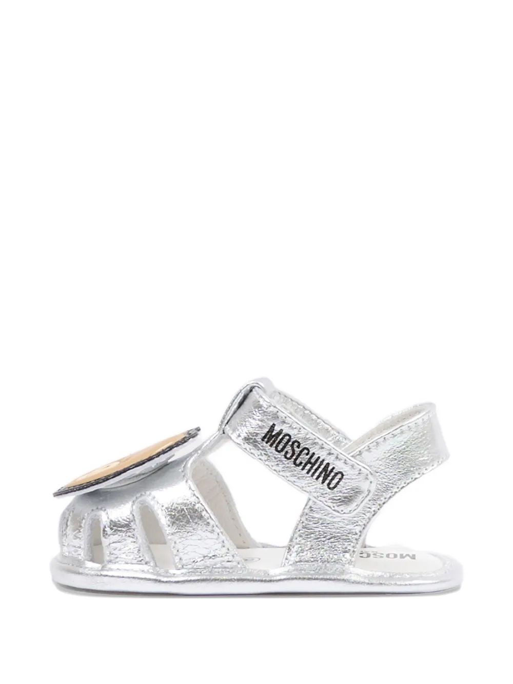 Moschino Kids bear-appliqué sandals Zilver