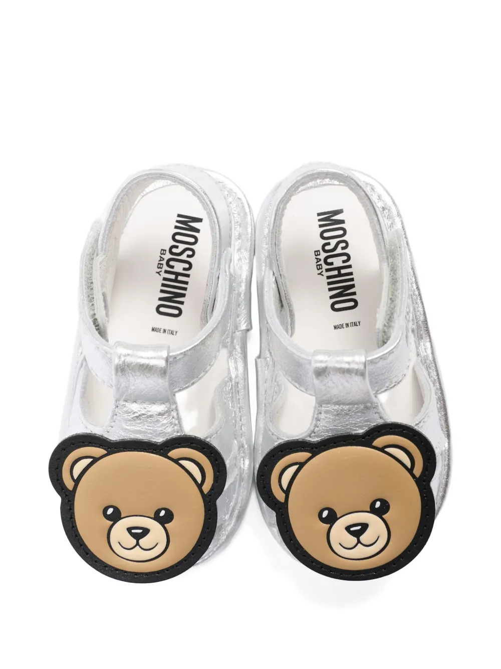 Moschino Kids bear-appliqué sandals Zilver