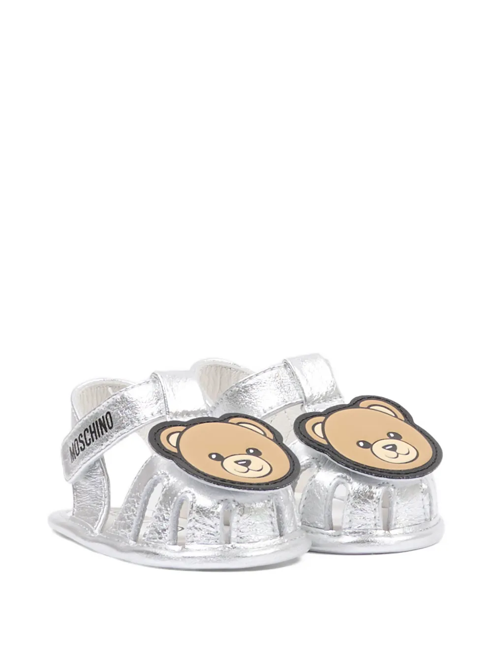 Moschino Kids bear-appliqué sandals Zilver