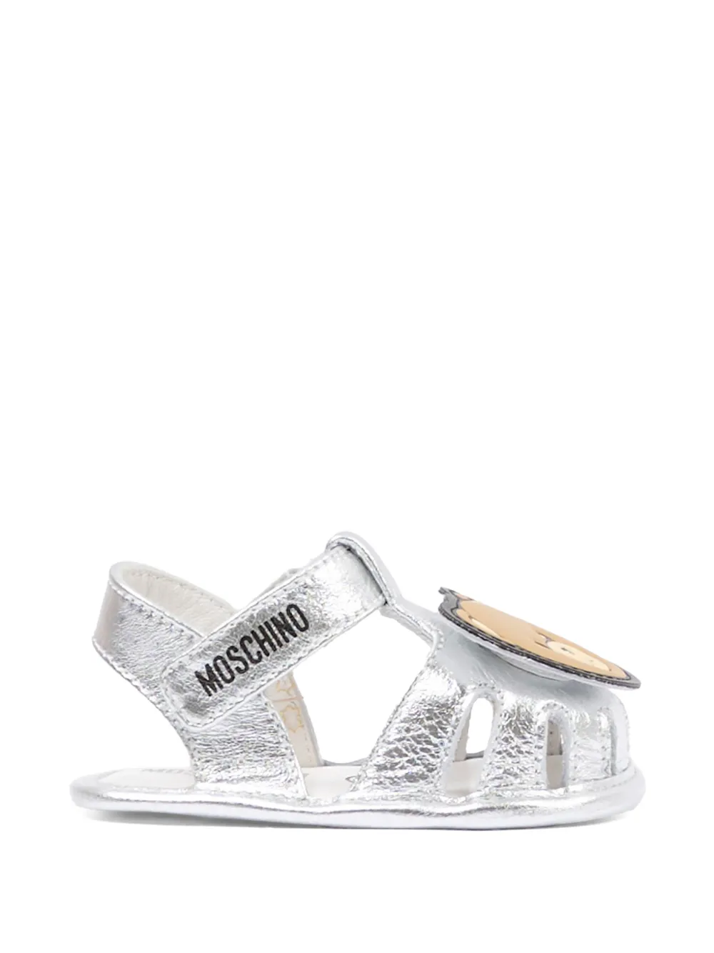 Moschino Kids Sandalen met beerapplicatie Zilver