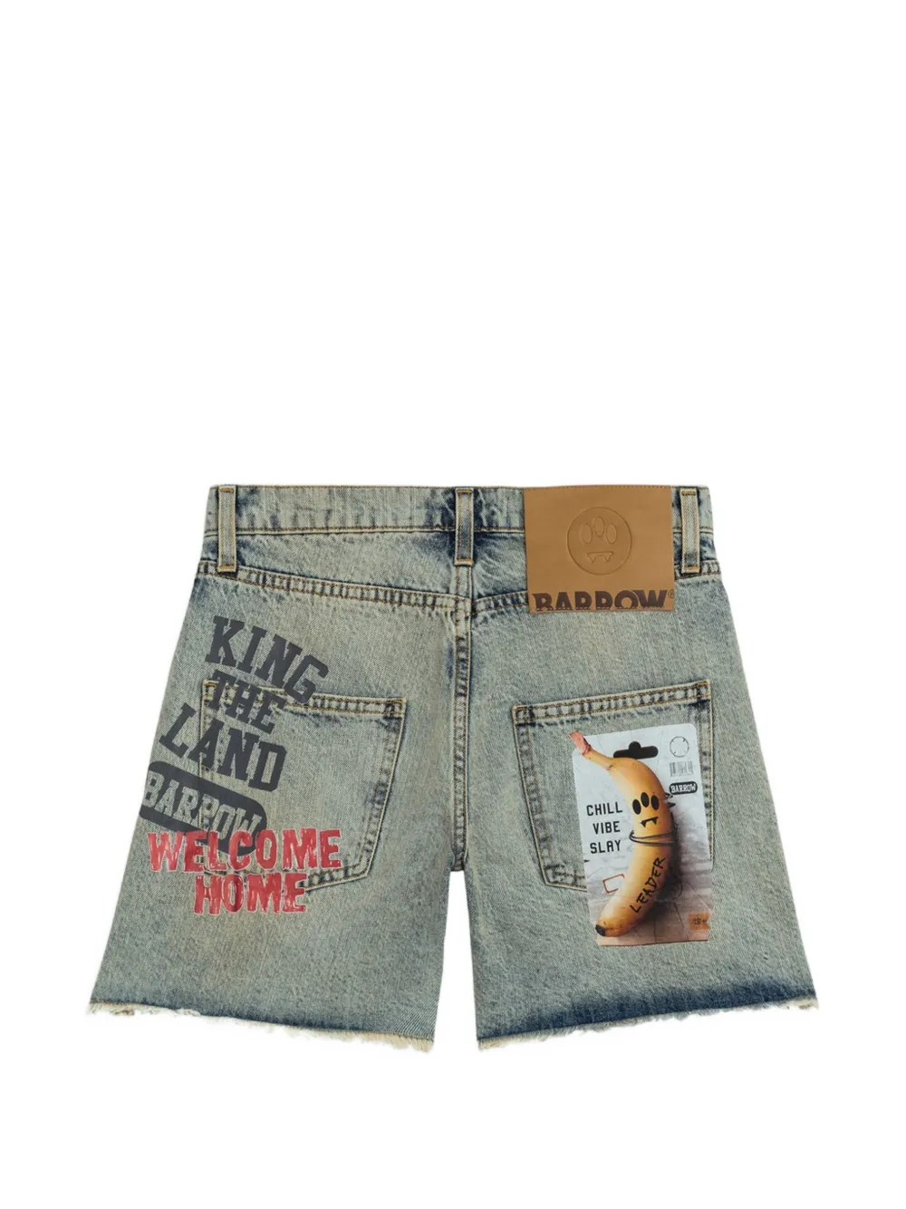  Barrow Graphic Frayed Shorts - Blue 