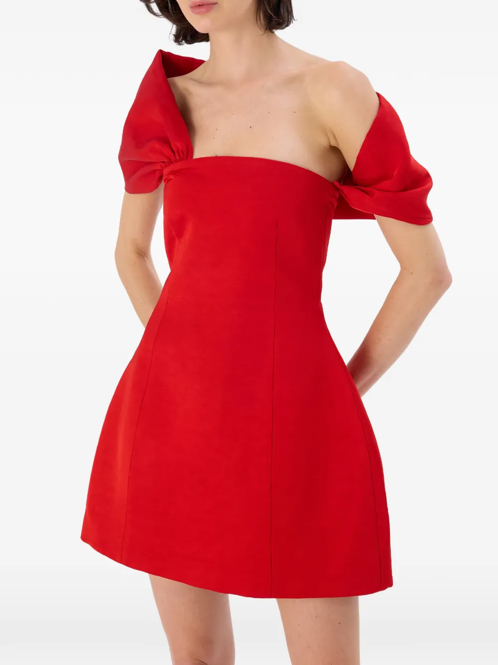 OCCLEUS Caroline asymmetrische mini-jurk met ruches Rood