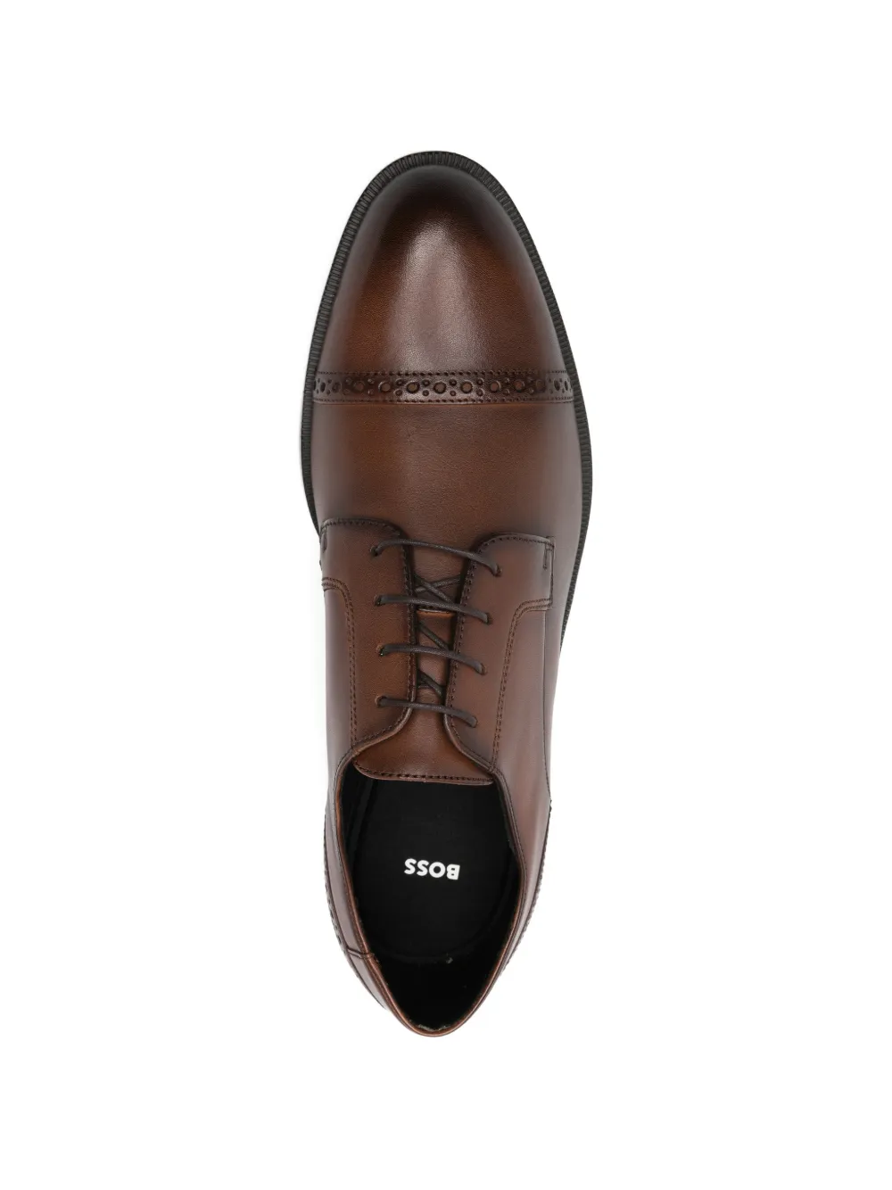 BOSS Brogue leren Oxford schoenen Bruin