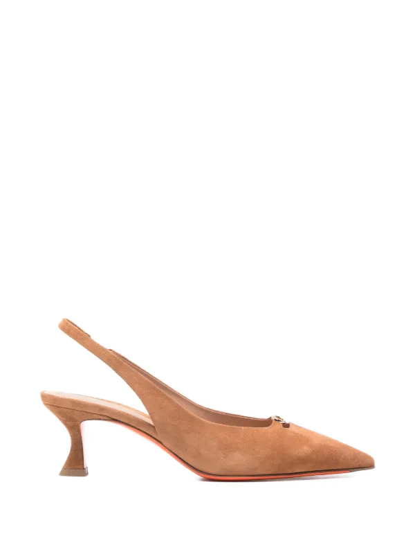 Santoni Suede Slingback Pumps in Neutrals
