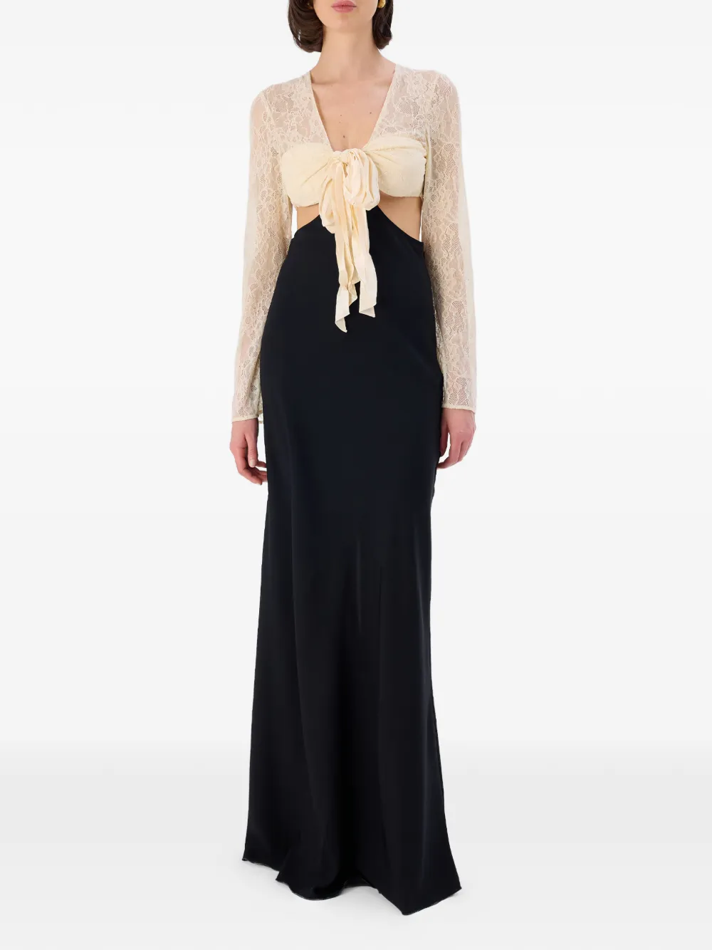 OCCLEUS Renee maxi-jurk met striksluiting Zwart