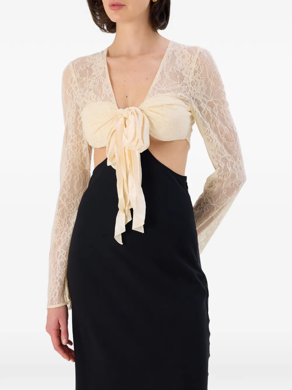 OCCLEUS Renee maxi-jurk met striksluiting Zwart