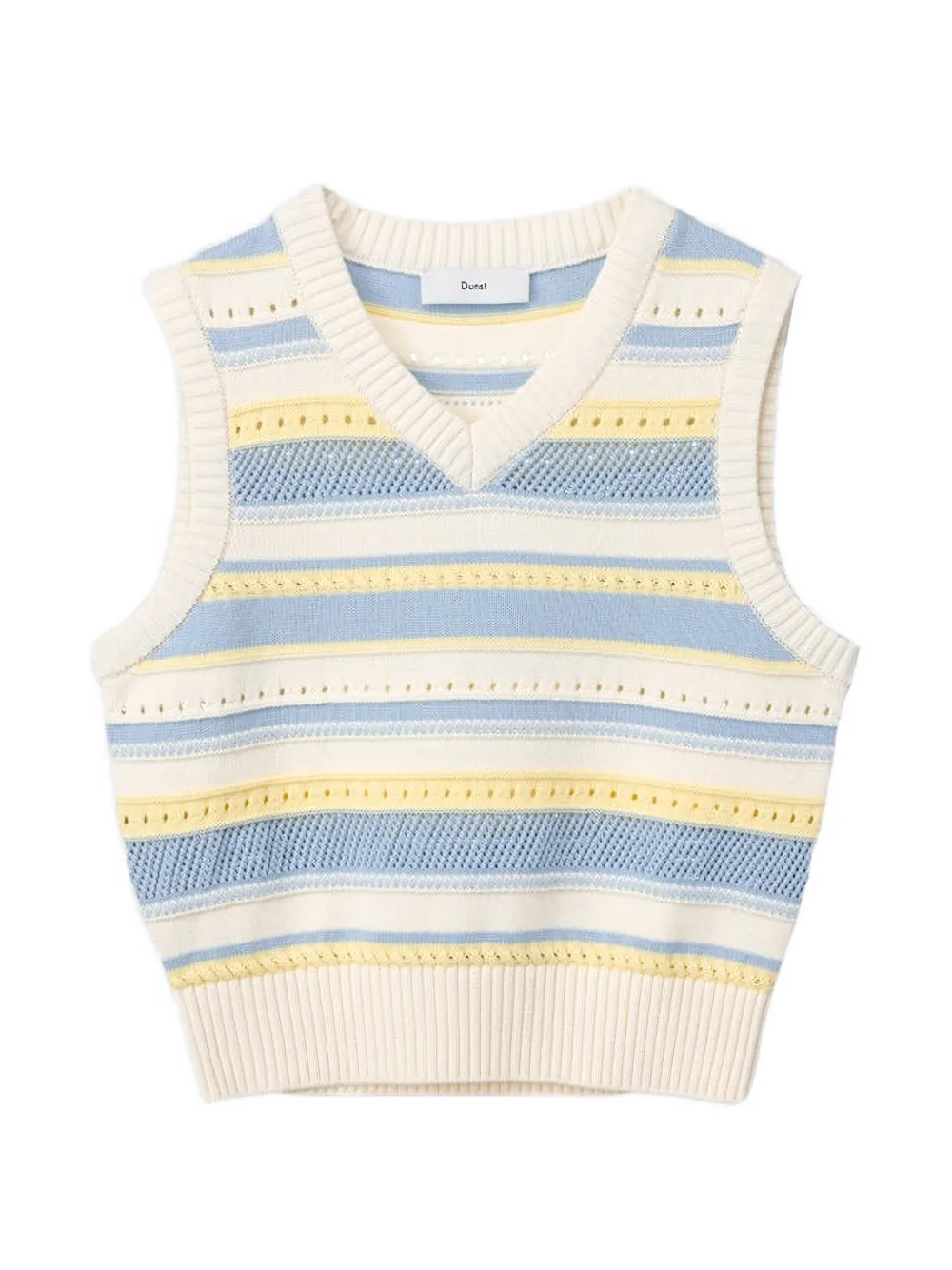 DUNST striped V-neck knitted vest - Giallo