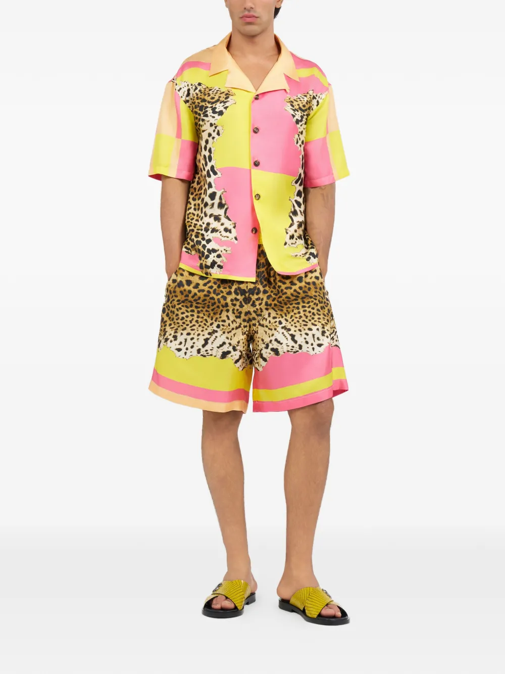 Roberto Cavalli Overhemd met luipaardprint Geel
