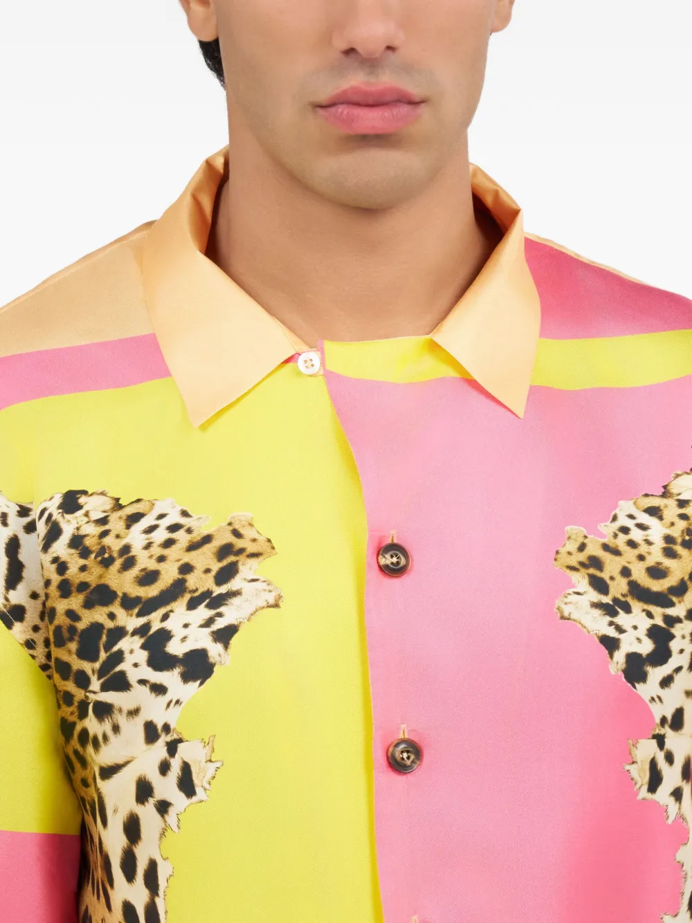 Roberto Cavalli Overhemd met luipaardprint Geel