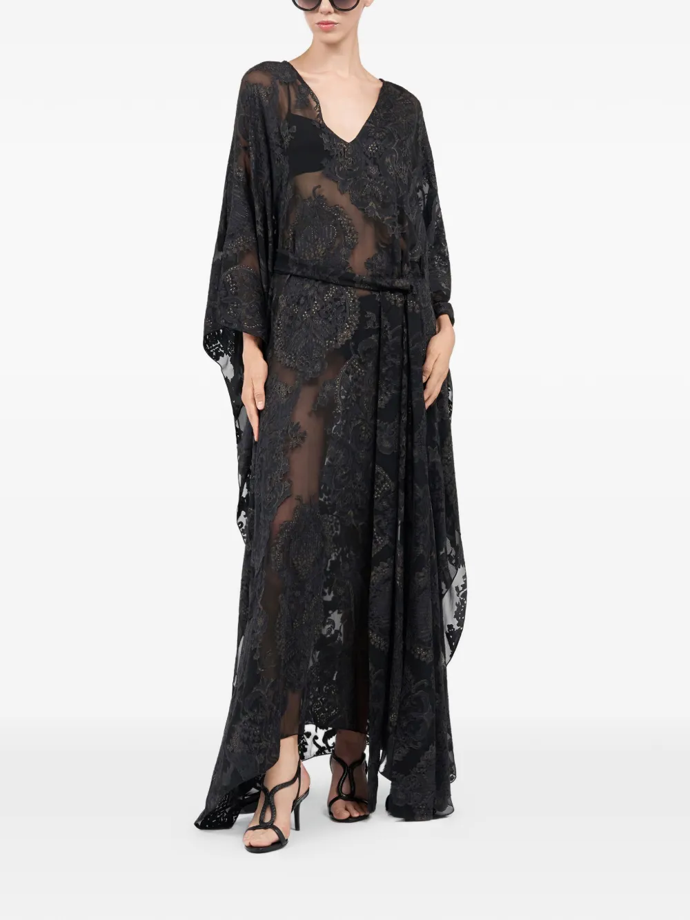 Roberto Cavalli Tuniek met V-hals en patroon Zwart