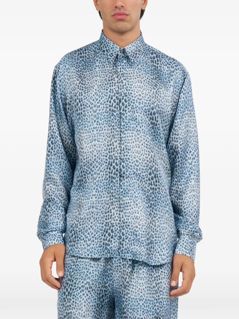 Roberto Cavalli Baby Jaguar zijden overhemd Blauw