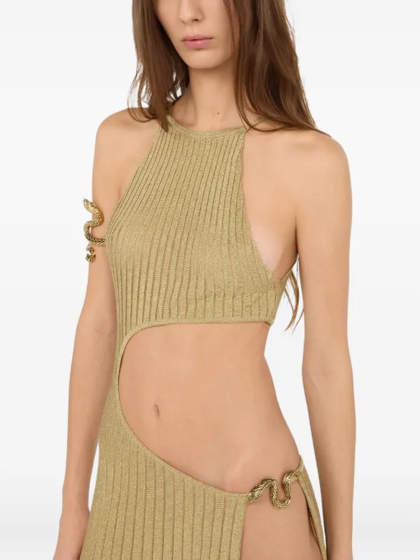 roberto cavalli gold snake dress Roberto Cavalli F/W 2007 goddess plunge gown with gold snake hardware.dropping today on our website at 10 A.M. pacific