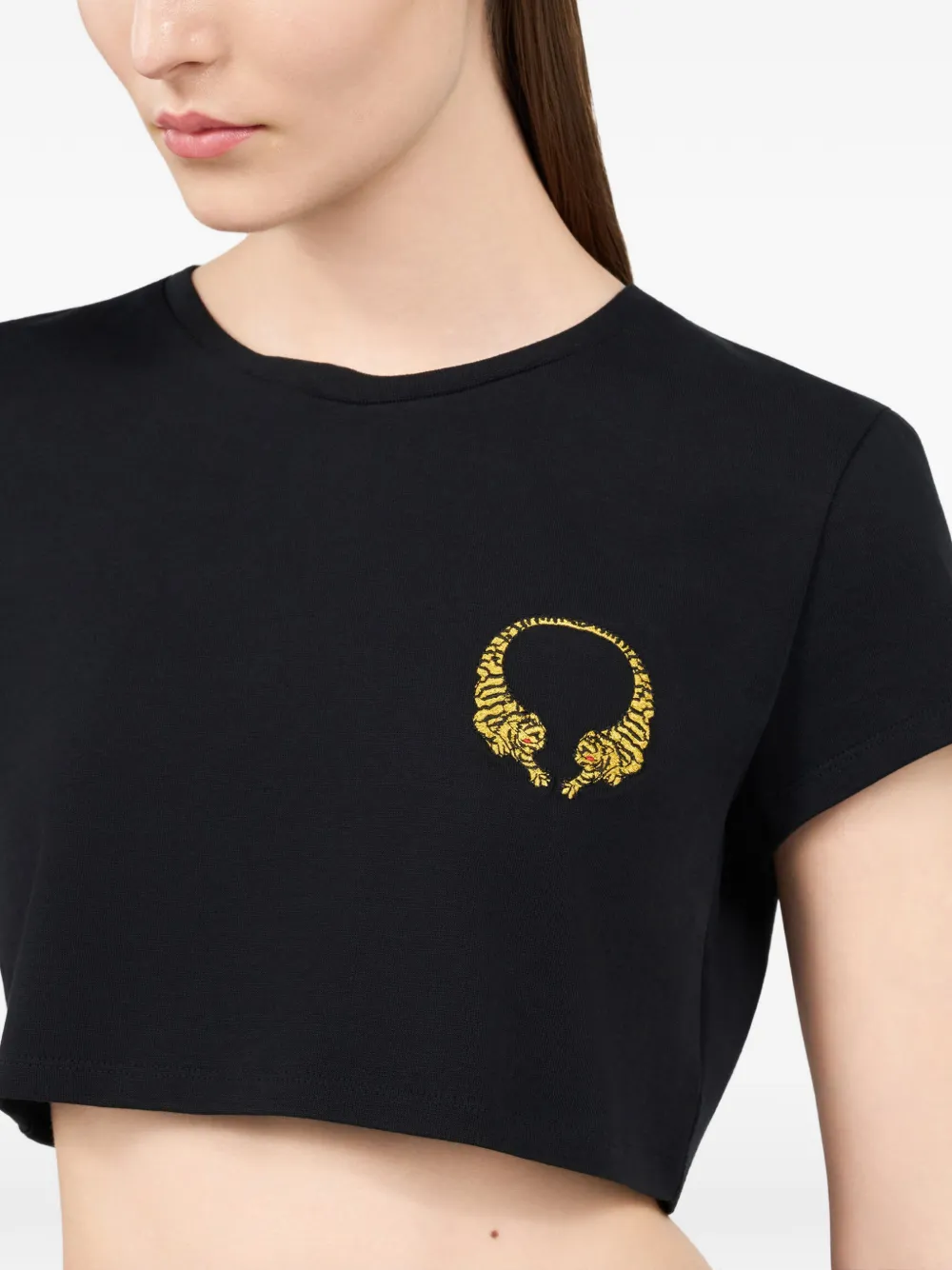 Roberto Cavalli Cropped T-shirt Zwart