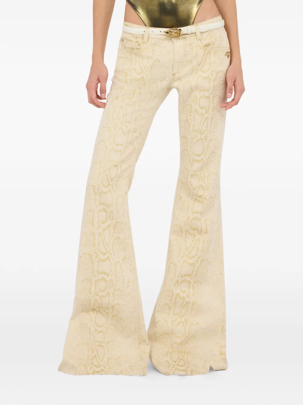  Roberto Cavalli Animal-motif Flared Jeans - Gold 