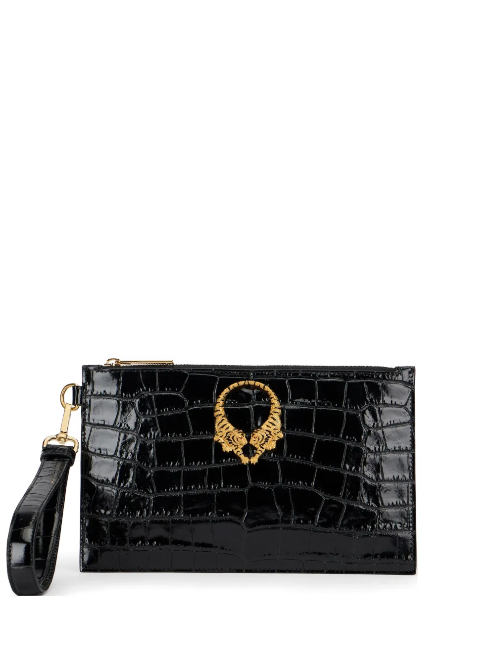 Roberto Cavalli tiger-motif clutch bag - Nero