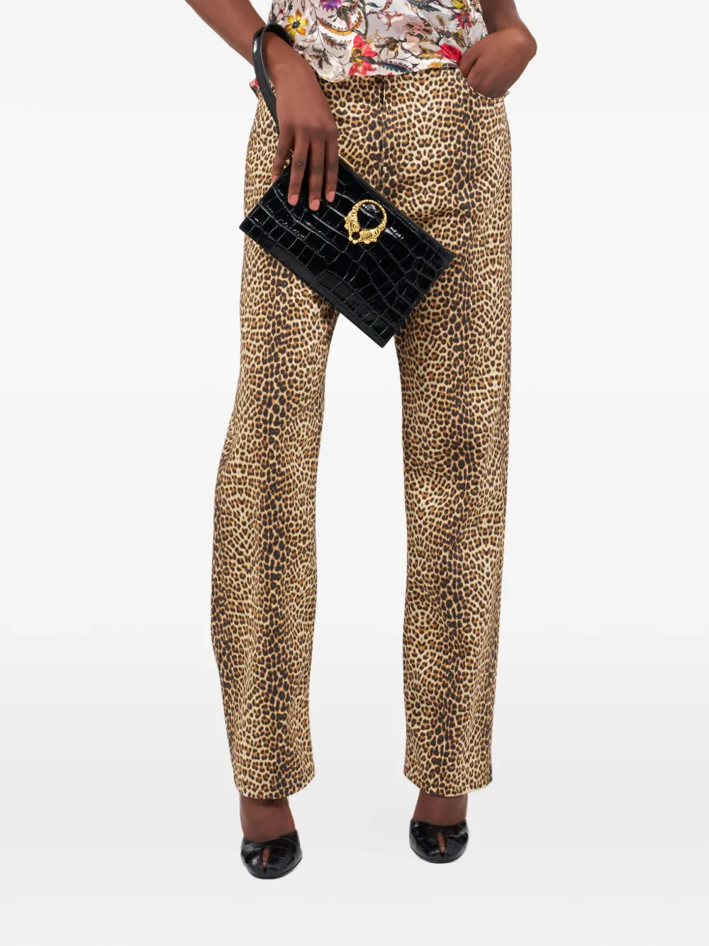 Roberto Cavalli Clutch met tijgerpatroon Zwart