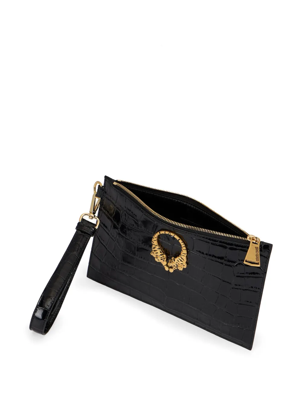 Roberto Cavalli Clutch met tijgerpatroon Zwart