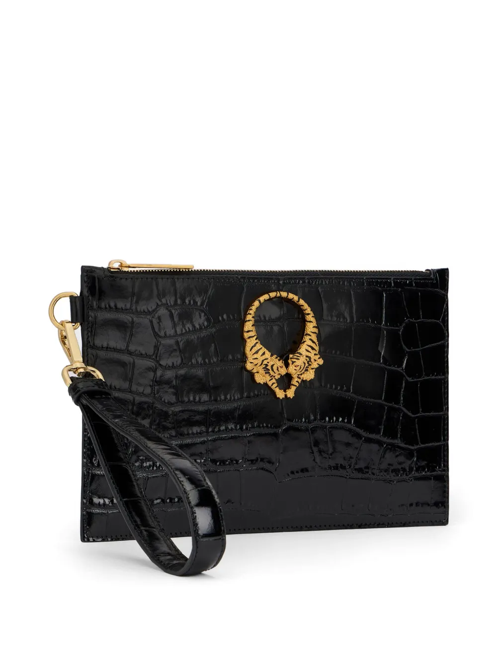 Roberto Cavalli Clutch met tijgerpatroon Zwart